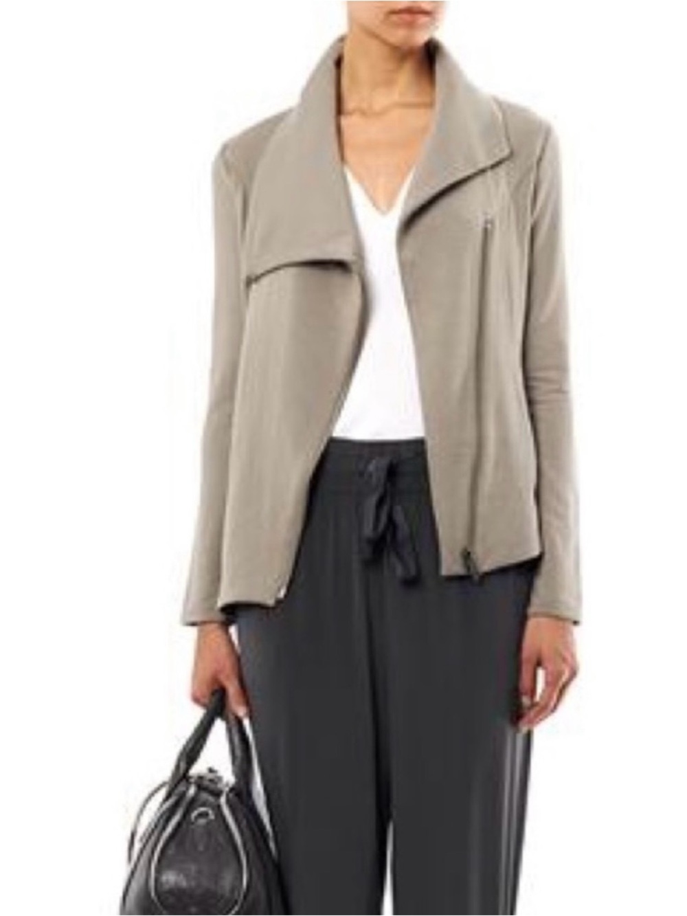 Helmut Lang Taupe Asymmetrical Zip Blazer